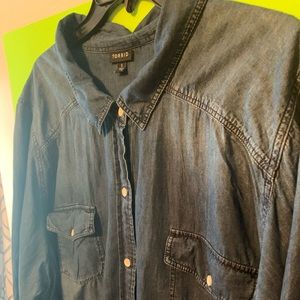 Torrid Long-Sleeve Denim Button-Down Shirt